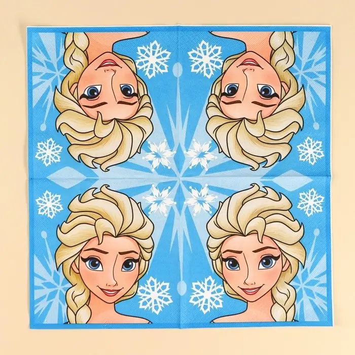 Салфетки бумажные "Эльза", 33х33 см, 20 штук, 3-х слойные, Холодное сердце