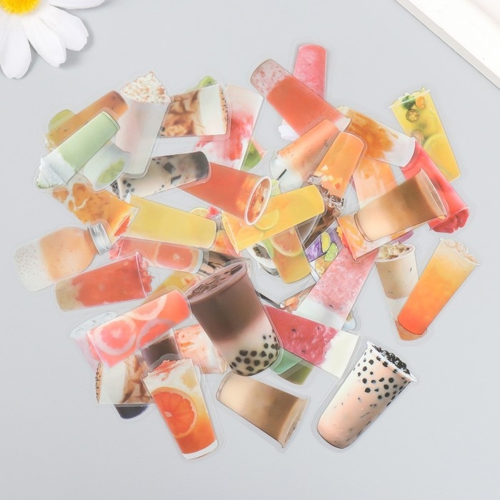 Наклейки для творчества Наклейки для творчества "Молочный чай" ПВС набор 50 шт 3х2 см