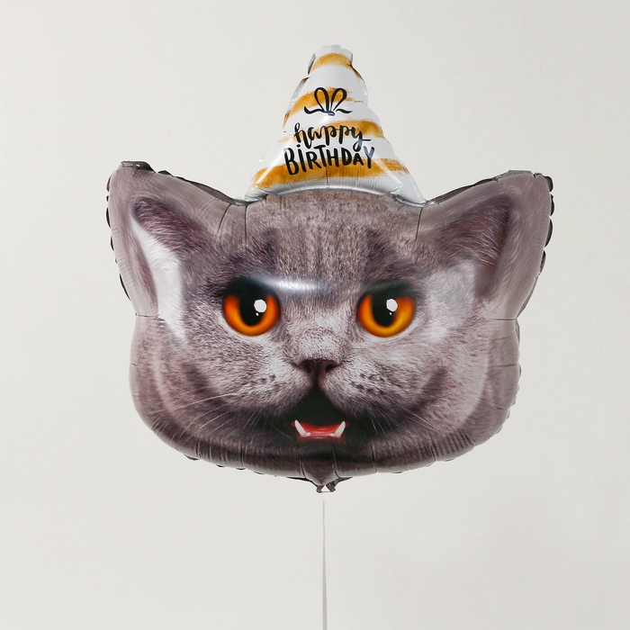 Воздушный шар фольгированный 24" &laquo;Кот - с днем рождения&raquo;, без подложки