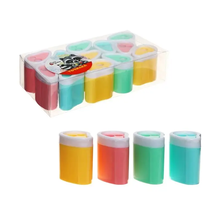 Точилка двойная «Пастель», с контейнером, МИКС