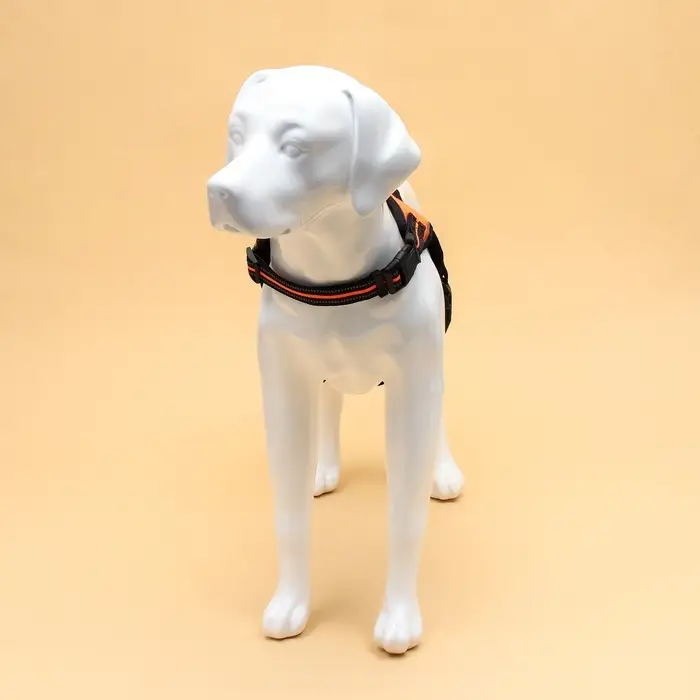 Шлейка улучшенная К7, размер L, ОГ 64-86 см, вес 18-27.5 кг, мягкая, светоотражающая, оранжевая