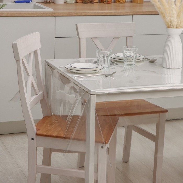 Клеёнка на стол ПВХ Доляна «Жидкое стекло», ширина 137 см, толщина 0,25 мм, рулон 50 м, прозрачная Клеёнка на стол ПВХ Доляна «Жидкое стекло», ширина 137 см, толщина 0,25 мм, рулон 50 м, прозрачная