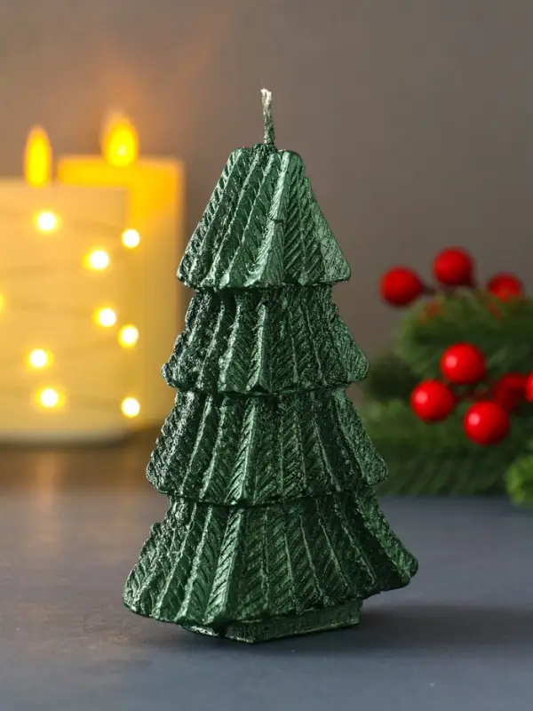 Свеча "Ёлка геометрия" 80*120 мм, лак, зеленая