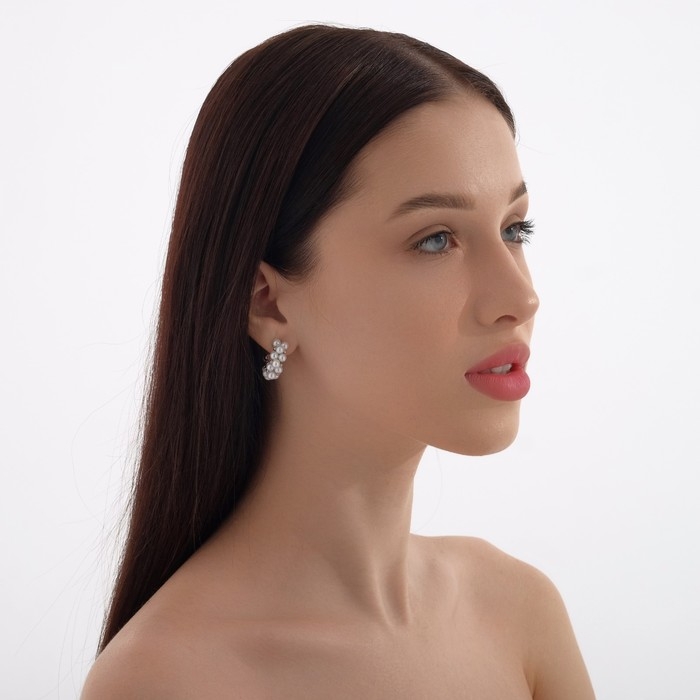 Серьги с жемчугом «Лунная тропа», цвет белый в серебре Серьги с жемчугом «Лунная тропа», цвет белый в серебре