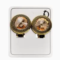 Клипсы "Винтаж" круг страз, цвет золотой в чернёном золоте