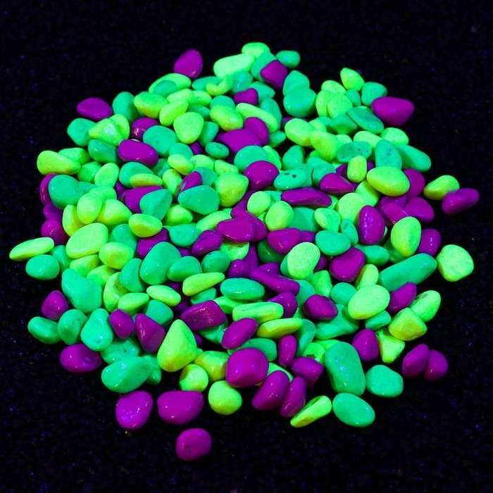 Галька декоративная, флуоресцентная микс: лимонный, зеленый, пурпурный, 800 г, фр.8-12 мм Галька декоративная, флуоресцентная микс: лимонный, зеленый, пурпурный, 800 г, фр.8-12 мм