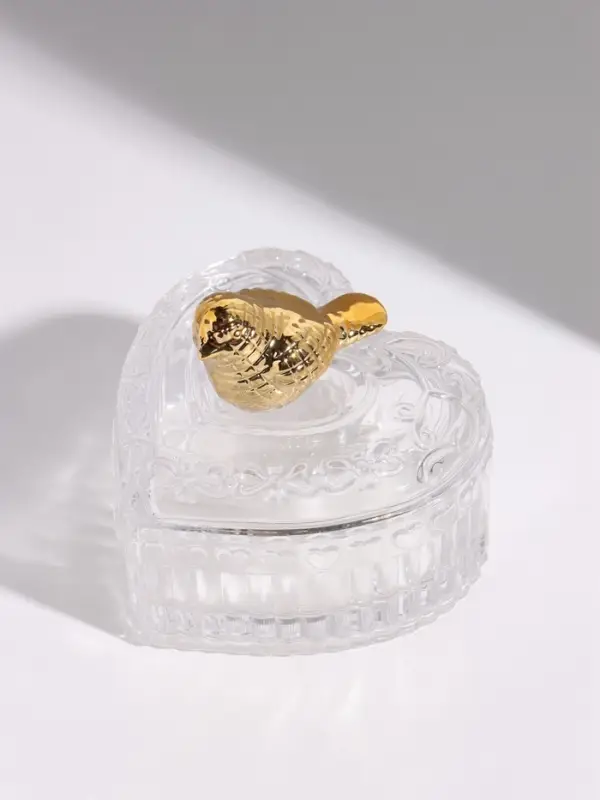 Шкатулка стеклянная &laquo;Золотой воробей на сердце&raquo;, 9.5&times;9&times;9.5 см