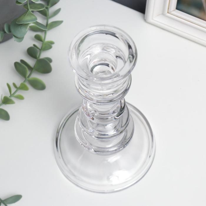 Подсвечник стекло на 1 свечу  Подсвечник стекло на 1 свечу "Плавные линии" прозрачный 20х11х11 см