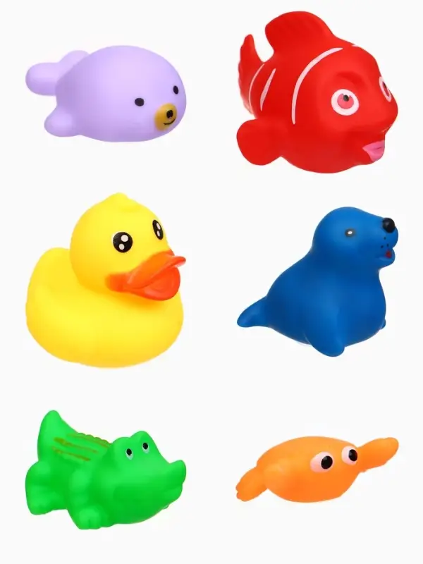 Резиновые игрушки для ванны Крошка Я &laquo;Морские животные&raquo;, с пищалкой, в наборе 6 шт., виды МИКС