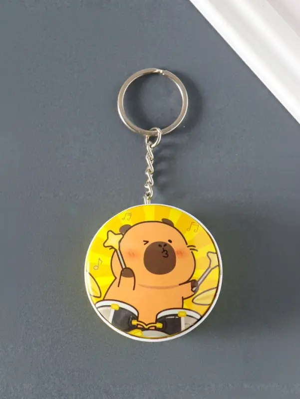 Шкатулка-брелок круглая "Капибара" МИКС 4,5х4,5х2 см