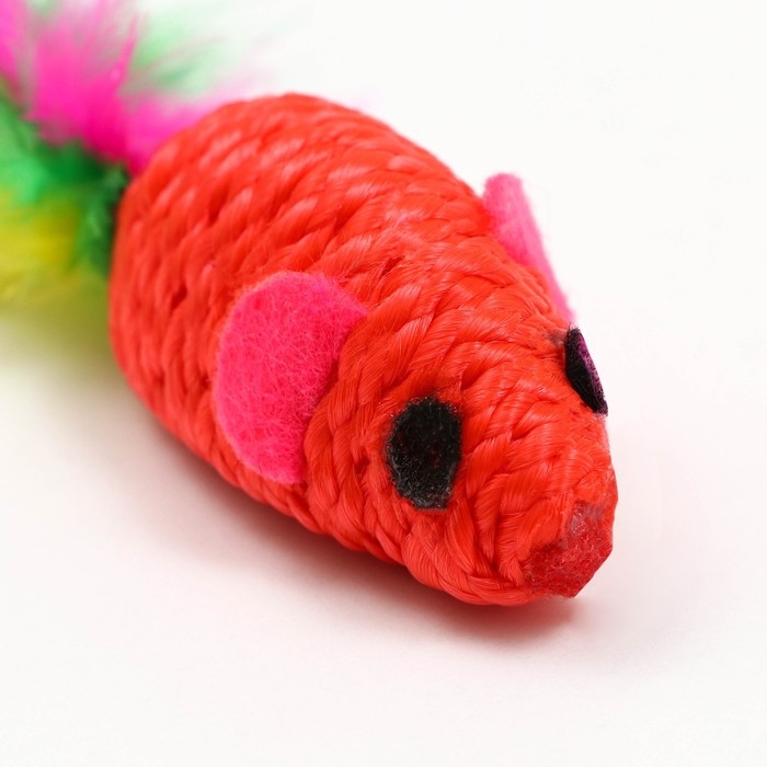 Мышь с пером, 4,5 см, красная Мышь с пером, 4,5 см, красная