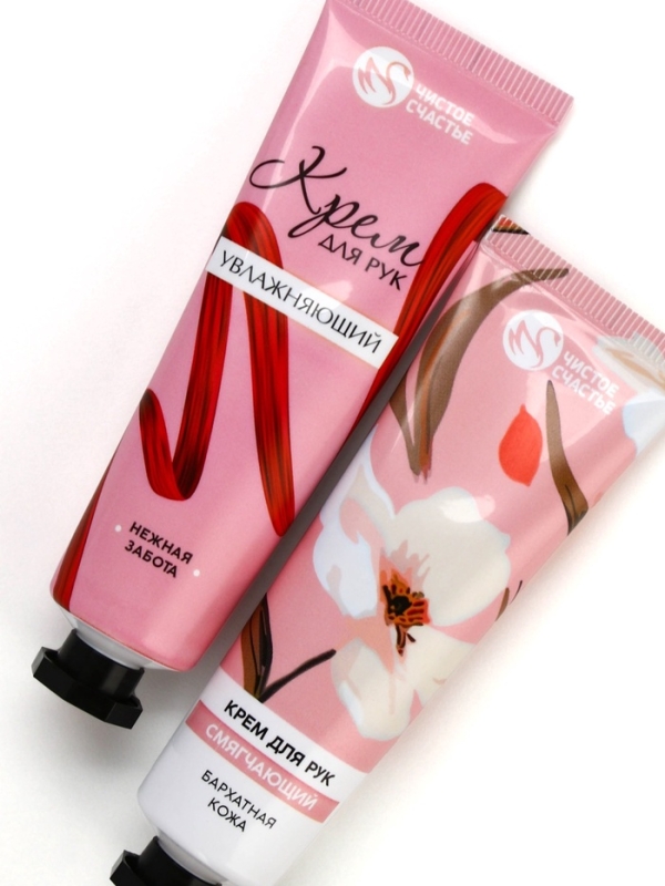 Подарочный набор ЧИСТОЕ СЧАСТЬЕ «Ты прекрасна», крема для рук, бархатная кожа, 2×30 г