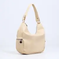 Сумка - мешок женская на молнии, 26&times;10&times;26 см, бежевая