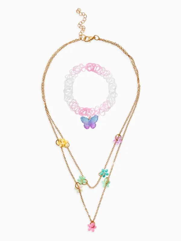 Бусы детские "Выбражулька" бабочки, чокер, цветные в золоте