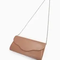 Сумка-клатч женская вечерняя на магните, на цепочке, однотонная, бежевая