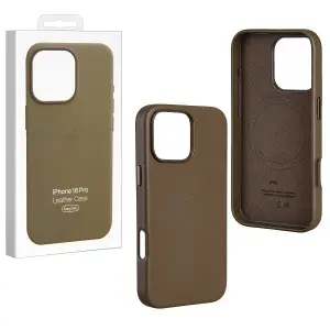 Чехол для iPhone 16 Pro Leather Case 100% ORG (MagSafe) c LOGO Taupe
