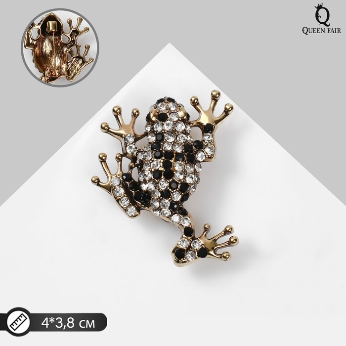Брошь «Лягушка» шахматка, цвет чёрно-белый в чернёном золоте Брошь «Лягушка» шахматка, цвет чёрно-белый в чернёном золоте