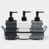 Набор дозаторов для ванной SAVANNA &laquo;Геометрия&raquo;, 3 предмета с подставкой