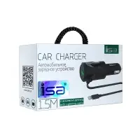 Автомобильное зарядное устройство с кабелем Lightning 2A VC1-I5 ISA черное