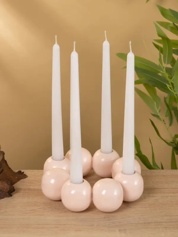 Подсвечник на 4 свечи  Подсвечник на 4 свечи "Бусы" с 8 сферами розовый 19х19х5,5 см