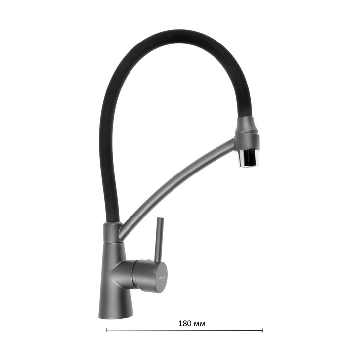 Cмеситель для кухни Accoona A4890TF-2, однорычажный, силиконовый излив, черный, графит Cмеситель для кухни Accoona A4890TF-2, однорычажный, силиконовый излив, черный, графит