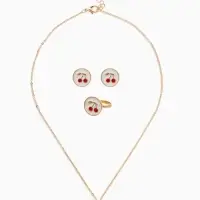 Набор детский &laquo;Выбражулька. Вишня&raquo;, 3 предмета: кулон, кольцо, серьги, белый, красный в золоте