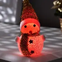 Ёлочная игрушка &laquo;Золотистый снеговичок&raquo;, 8 см, 1 LED, от батареек AG13&times;3, свечение мульти (RGB)