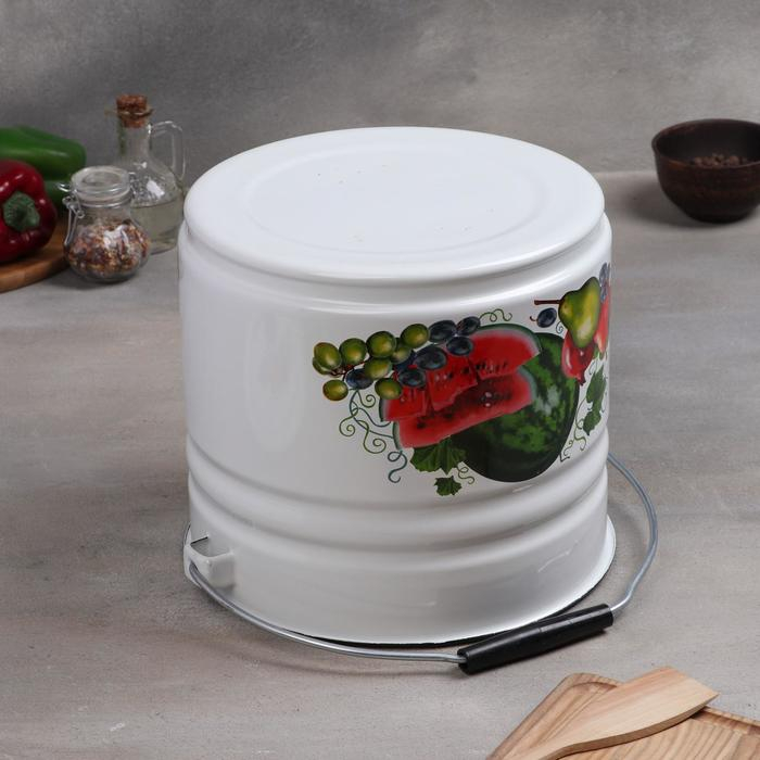 Ведро эмалированное, 10 л, с крышкой, деколь МИКС, цвет белый Ведро эмалированное, 10 л, с крышкой, деколь МИКС, цвет белый