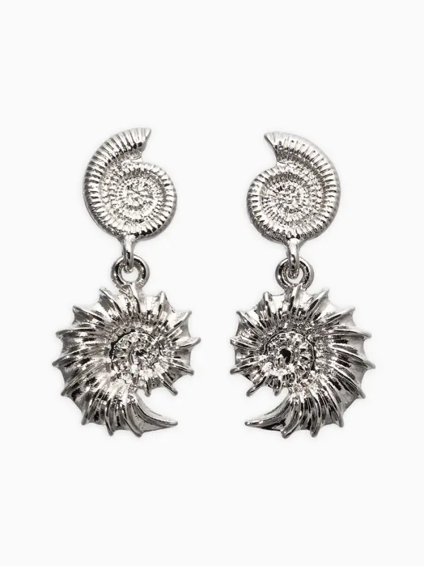 Серьги металл Серьги металл "Ракушки", цвет серебро