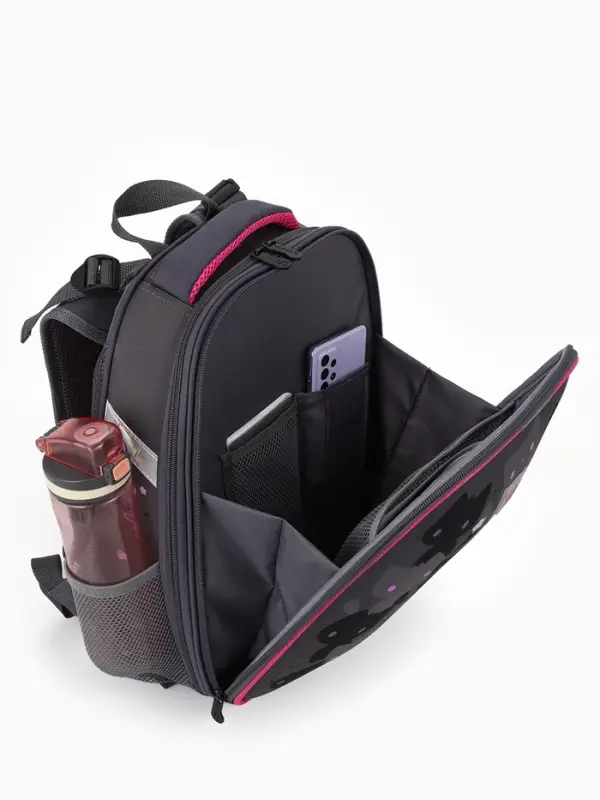 Рюкзак школьный для девочки &laquo;Котики&raquo;, Stavia, эргономичная спинка, 30&times;16&times;38 см, серый