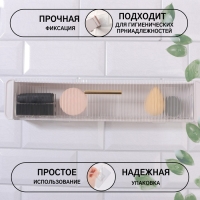 Органайзер для хранения, навесной, 1 секция, с клеевой основой и крючками, 38,7 × 8,5 × 6,5 см, цвет полупрозрачный/белый