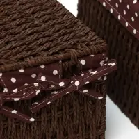 Корзины для хранения LaDо́m, 2 шт., ручное плетение, с крышкой, коричневые