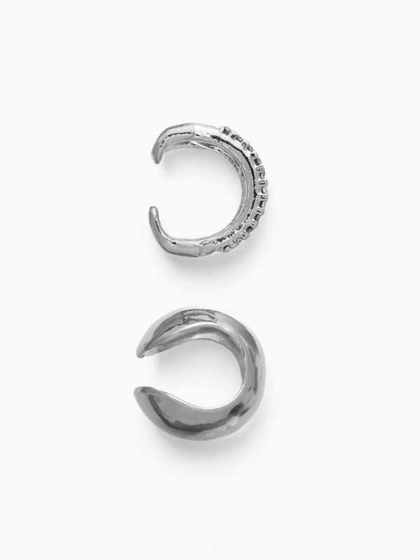 Серьги каффы, набор 2 шт. объёмные, цвет серебро