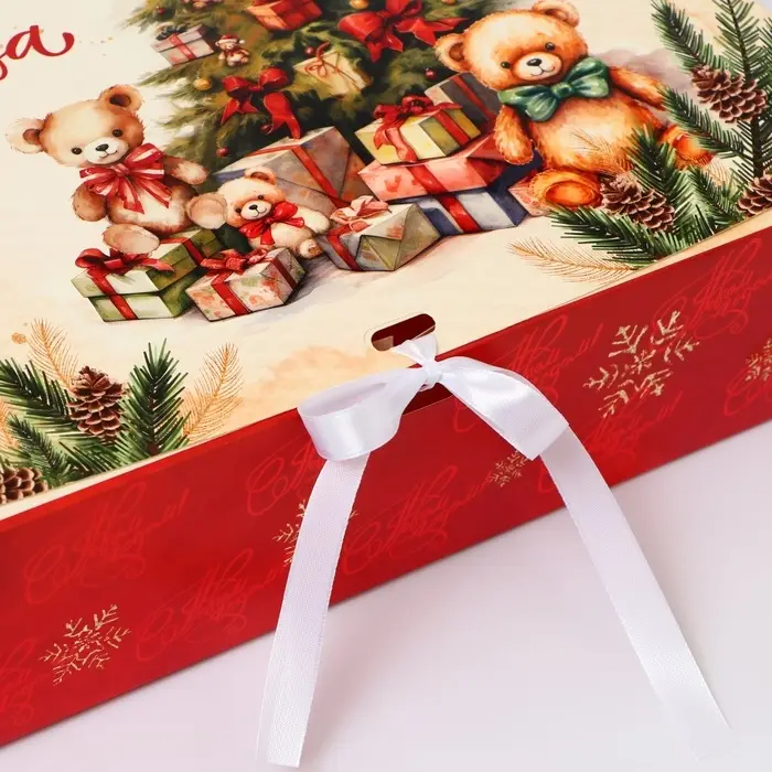 Коробка подарочная новогодняя складная, упаковка &laquo;Счастливого Нового года и Рождества&raquo;, 31&times;24.5&times;8 см .