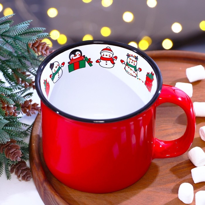 Кружка новогодняя керамическая «С Новым годом!», 450 мл, цвет белый Кружка новогодняя керамическая «С Новым годом!», 450 мл, цвет белый