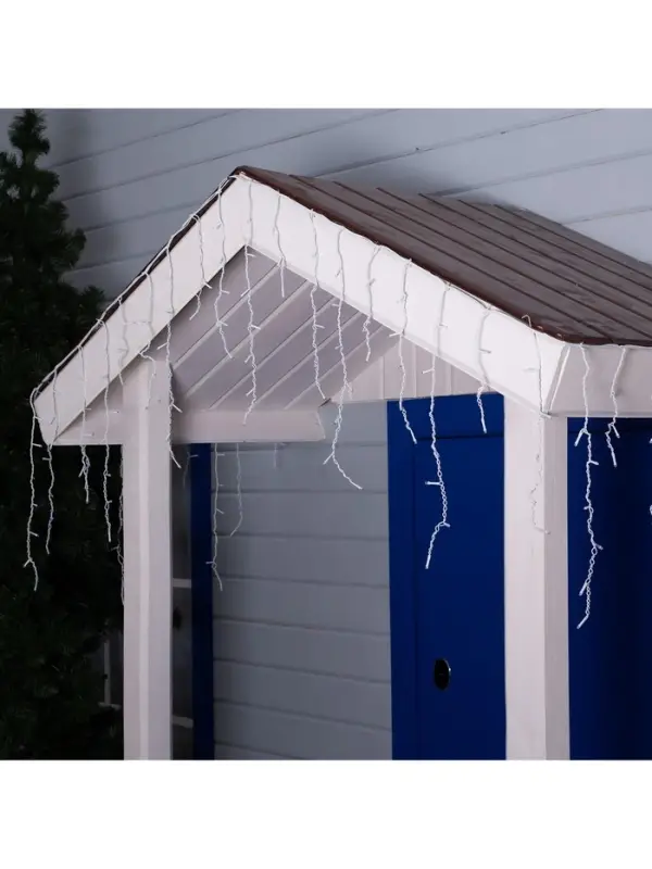 Гирлянда &laquo;Бахрома&raquo; 3&times;0.6 м, IP44, УМС, белая нить, 160 LED, свечение синее, 220 В