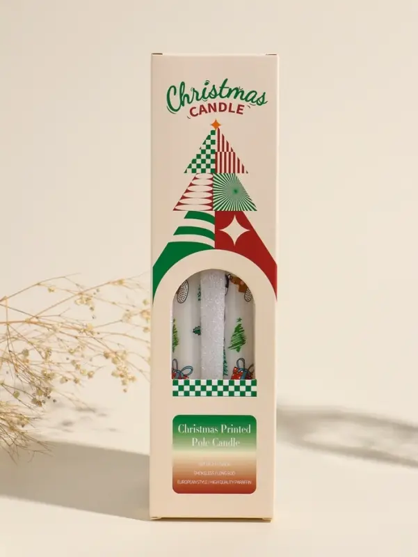 Набор свечей античных, 2,2х25 см, 2 шт "Новогодние пёсики" белые 8х28х2,3 см