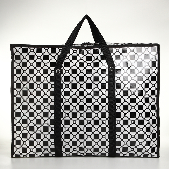 Сумка хозяйственная на молнии, цвет чёрный/белый Сумка хозяйственная на молнии, цвет чёрный/белый