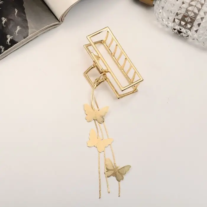 Краб для волос "Анрия" прямой, 6,5х11 см, золото