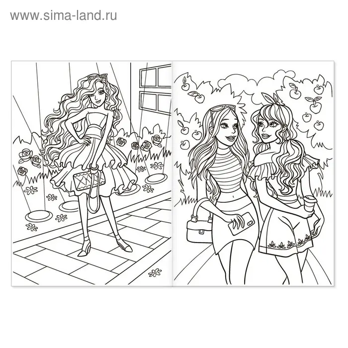 Раскраска для девочек «Стильные девчонки», 16 стр., формат А4 Раскраска для девочек «Стильные девчонки», 16 стр., формат А4