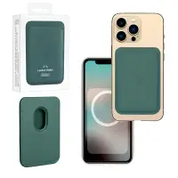 Чехол Leather Wallet Pine Needle Green iPh 12 - 15 Pro Max (Анимация NFC Clear) с лого