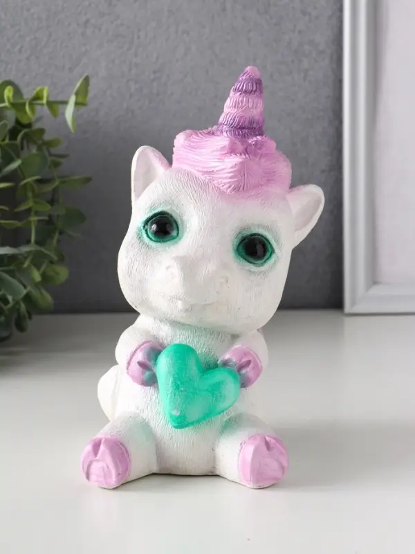 Копилка (гипс) Единорожек Рони Высота 20 см, ширина 12 см, длина 13 см, белый