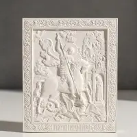 Икона с подвесом " Георгий победоносец" размер 12х10х2 см,гипс