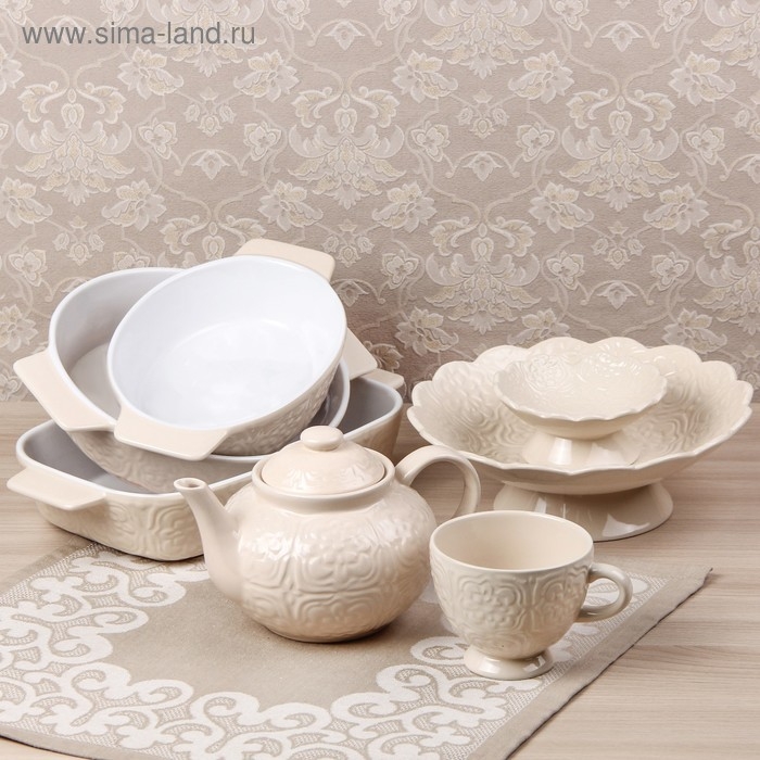 Форма для выпечки из жаропрочной керамики Доляна «Орнамент», 28×16,7×6 см, 1 л, цвет белый Форма для выпечки из жаропрочной керамики Доляна «Орнамент», 28×16,7×6 см, 1 л, цвет белый