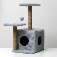 Домик для кошек с когтеточкой, 45&times;47&times;75 см, квадратный, 3 уровня, серая
