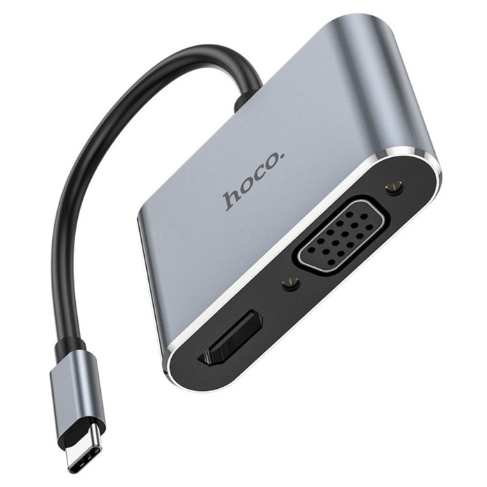Адаптер Hoco HB30, HDMI/VGA/USB3.0/PD 15 см, серый Адаптер Hoco HB30, HDMI/VGA/USB3.0/PD 15 см, серый