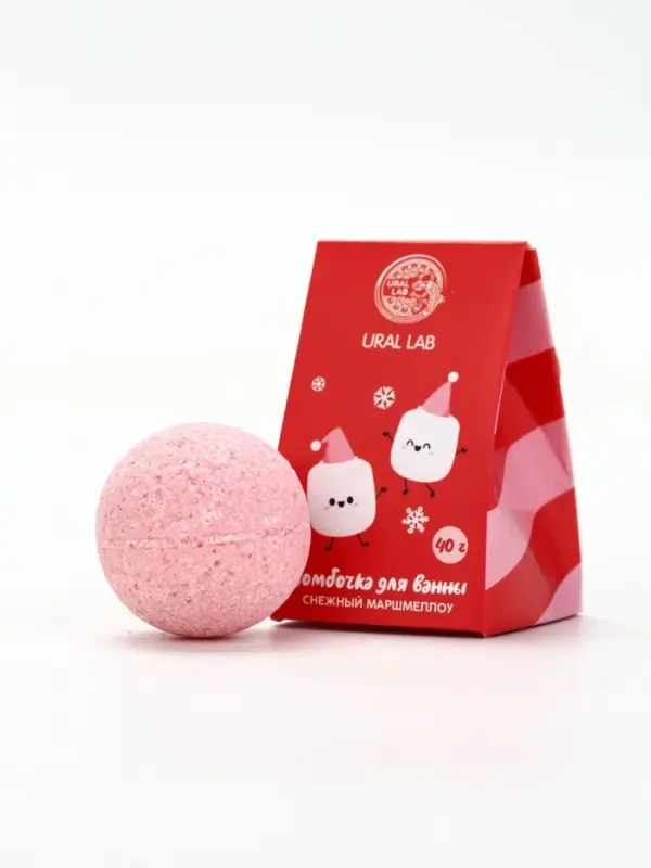 URAL LAB Розовый НГ Бомбочка для ванны URAL LAB Розовый НГ Бомбочка для ванны "Снежный маршмеллоу", 40 гр