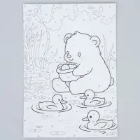 Картина по номерам &laquo;Мишка с уточками&raquo;, 20&times;30 см