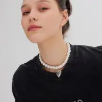 Кулон на бусах &laquo;Сердце&raquo; гранёное, бусина №12, белый в серебре