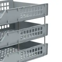 Набор лотков для бумаг &laquo;Стамм&raquo; STRONG, А4, горизонтальный, на металлических стержнях, 3 отделения, серый